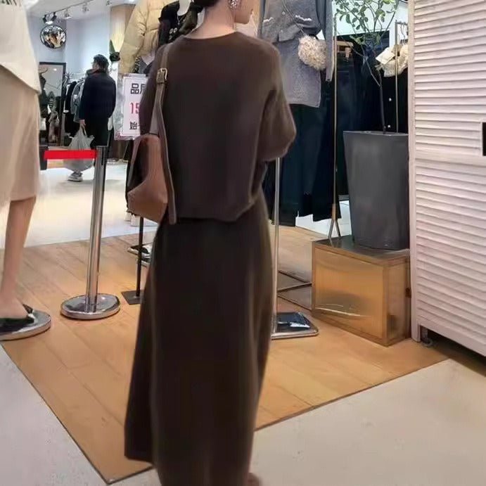 Knit Sweater & Straight Skirt Set | Autumn Winter Two - Piece Outfit(MS161) - Mariam's Collection