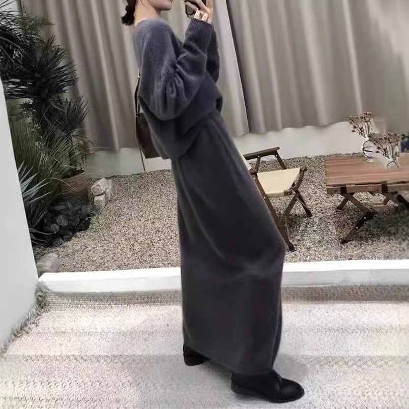 Knit Sweater & Straight Skirt Set | Autumn Winter Two - Piece Outfit(MS161) - Mariam's Collection