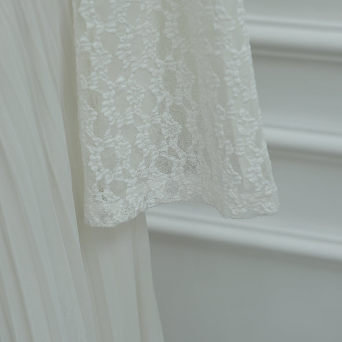 Lace Chiffon-Effect Pleated Maxi Dress | Lined Long-Sleeve Occasion Dress(MS574) - Mariam's Collection