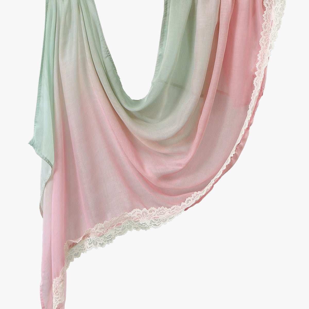 Lace Trim Print Hijab Shawl(MH224) - Mariam's Collection