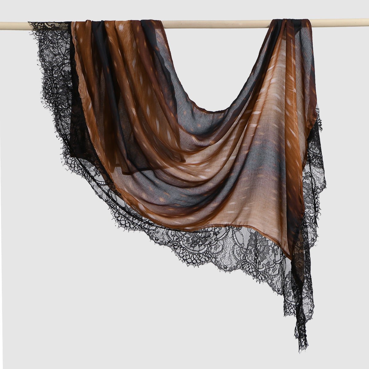 Lace Trim Print Hijab Shawl(MH224) - Mariam's Collection