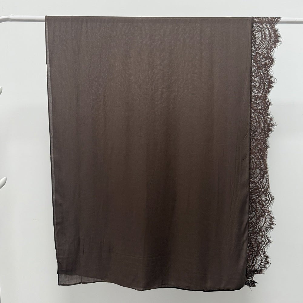 Lace Trim Rayon Hijab Scarf(MH211) - Mariam's Collection