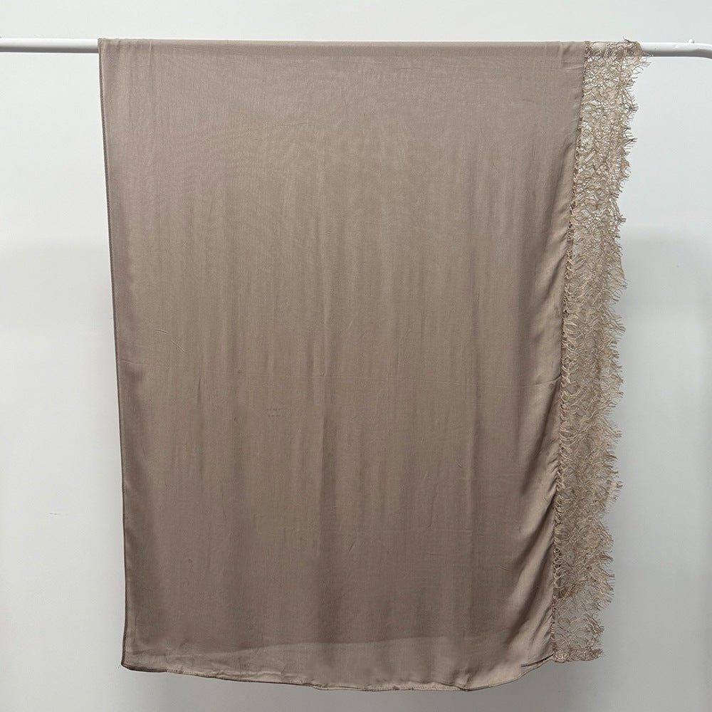 Lace Trim Rayon Hijab Scarf(MH211) - Mariam's Collection