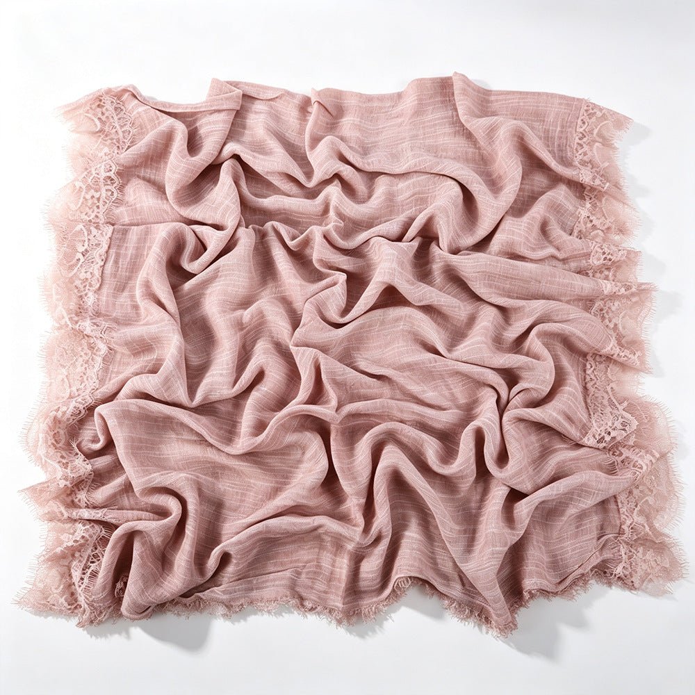 Lace-Trim Solid Colour Hijab(MH263) - Mariam's Collection