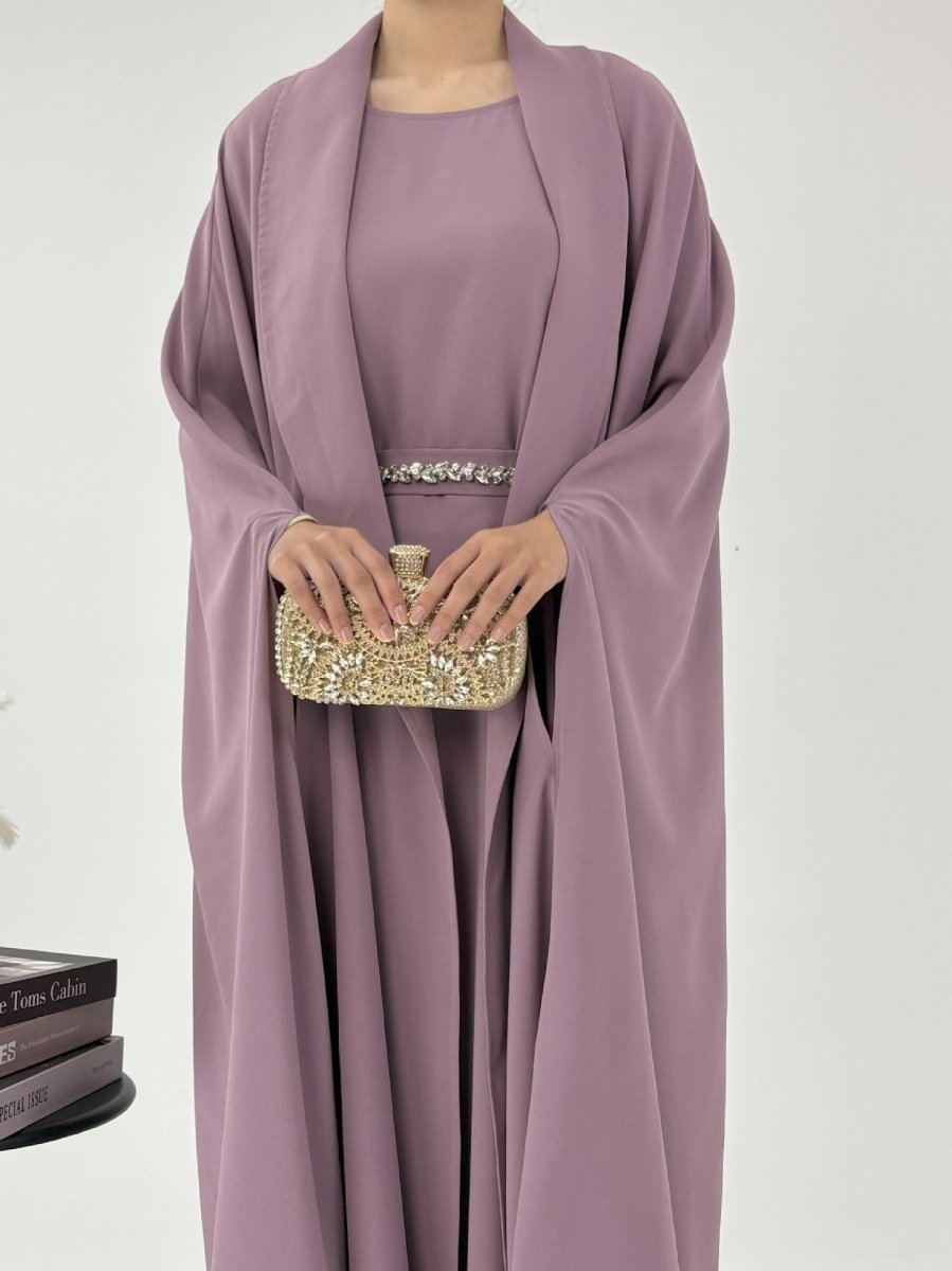 Lavender Slim Fit Maxi Dress | Casual Long Sleeve Dress with Belted Waist. (MOA167) - Mariam's Collection