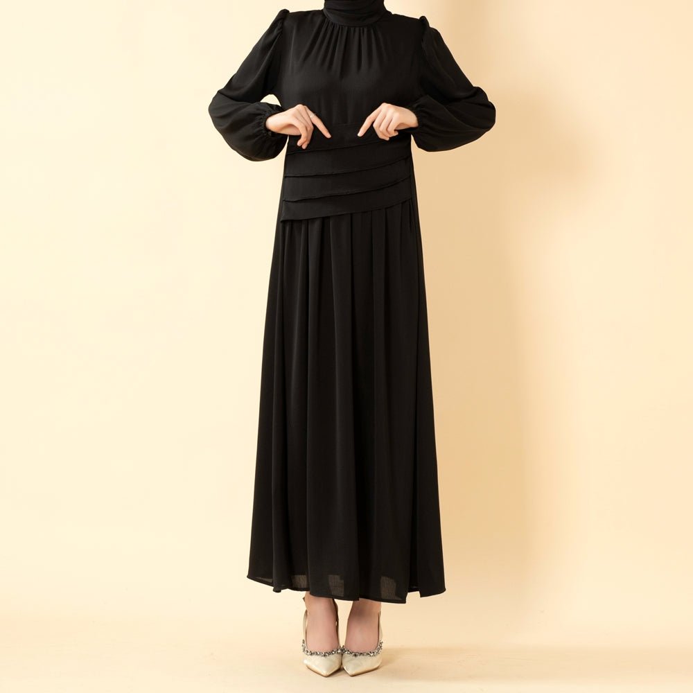 Layered Waist Zoom Maxi Dress (MS451) - Mariam's Collection