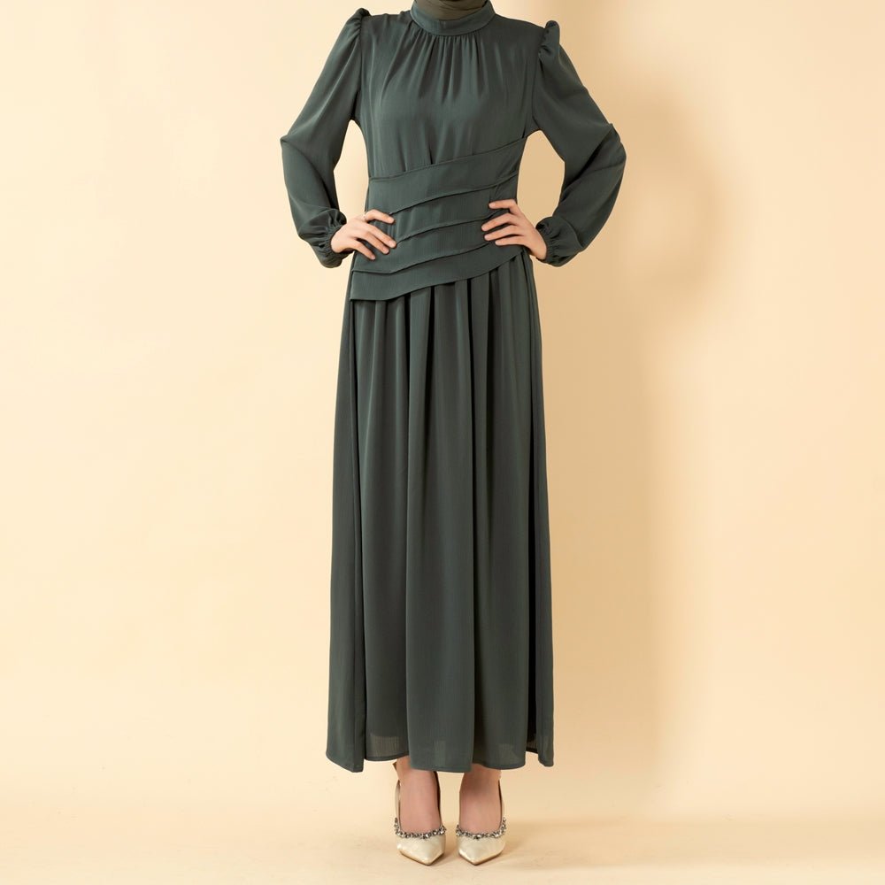 Layered Waist Zoom Maxi Dress (MS451) - Mariam's Collection