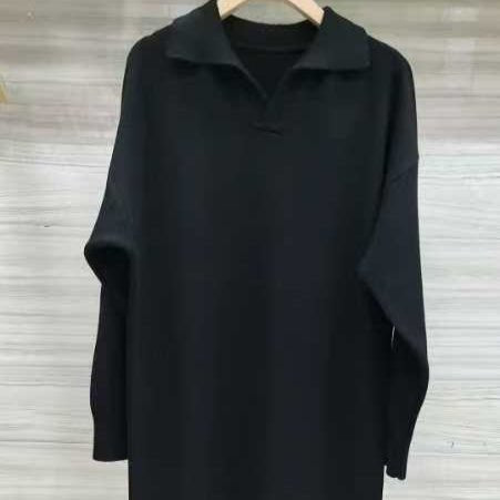 Lazy Style Polo Collar Knit Maxi Dress | Thick Sweater Base Layer Dress(MS157) - Mariam's Collection