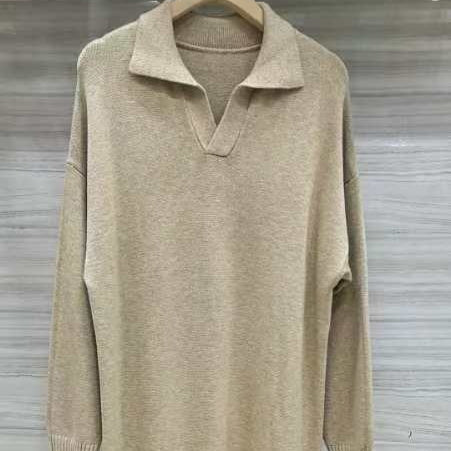 Lazy Style Polo Collar Knit Maxi Dress | Thick Sweater Base Layer Dress(MS157) - Mariam's Collection