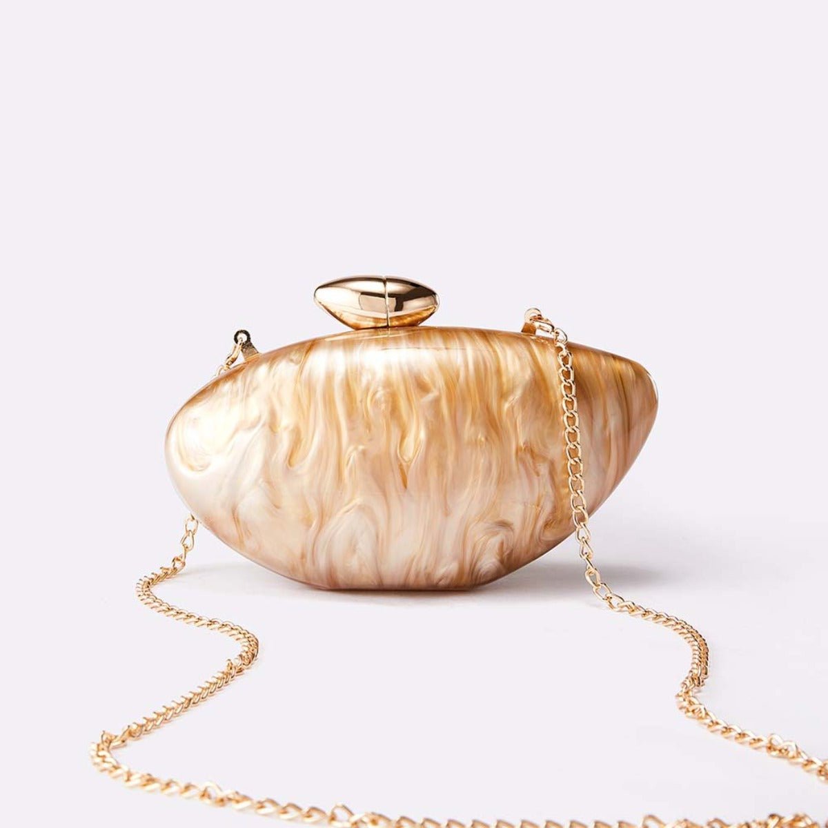 legant Marble Textured Pearlescent Bullet Acrylic Evening Clutch with Detachable Chain for Women(MAC256) - Mariam's Collection