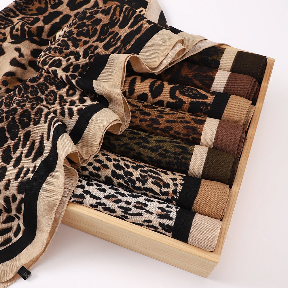 Leopard Print Square Scarf Hijab (MH182) - Mariam's Collection