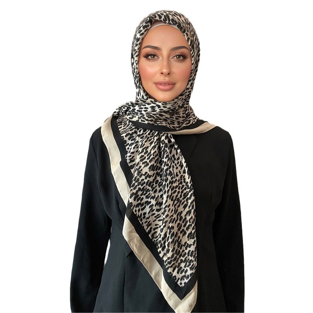 Leopard Print Square Scarf Hijab (MH182) - Mariam's Collection