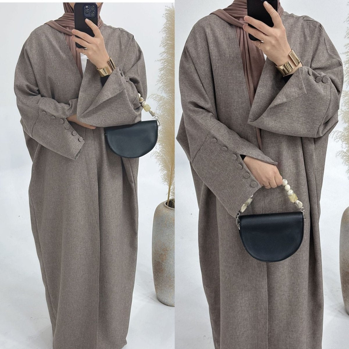 Linen Cardigan Open Abaya (MOA042) - Mariam's Collection