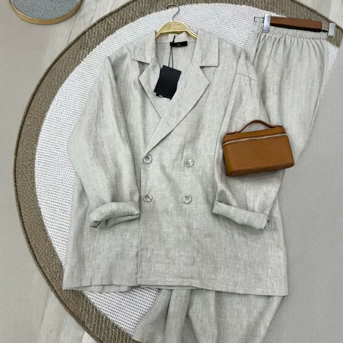 Linen-Look Shirt & Maxi Skirt Set(MS558) - Mariam's Collection