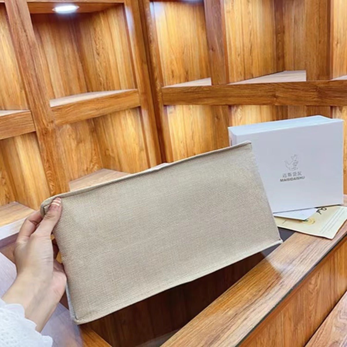 Linen Printed Tote Bag Set Natural Eco - Friendly Two - Piece Bag with Coin Purse(MAC258) - Mariam's Collection