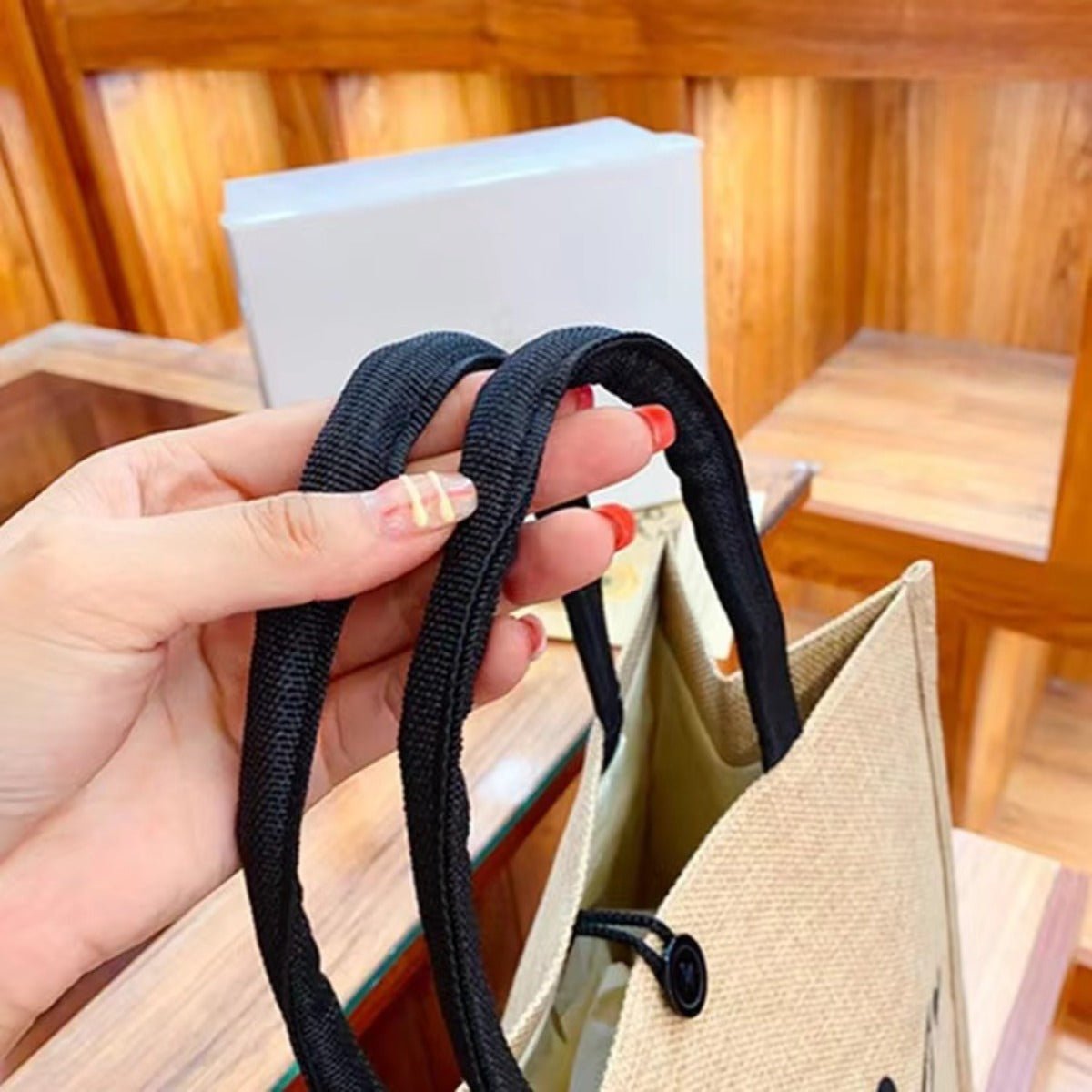 Linen Printed Tote Bag Set Natural Eco - Friendly Two - Piece Bag with Coin Purse(MAC258) - Mariam's Collection