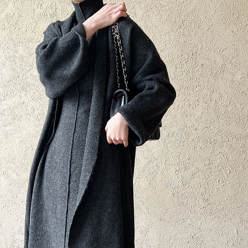 Long Knit Cardigan & Turtleneck Dress Set(MS177) - Mariam's Collection