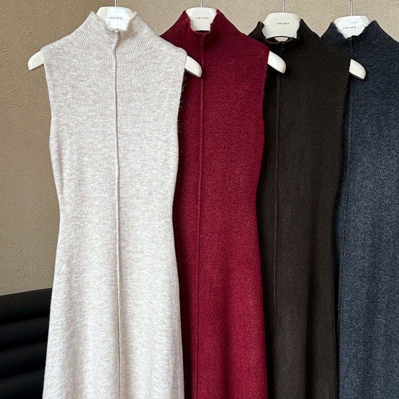 Long Knit Cardigan & Turtleneck Dress Set(MS177) - Mariam's Collection