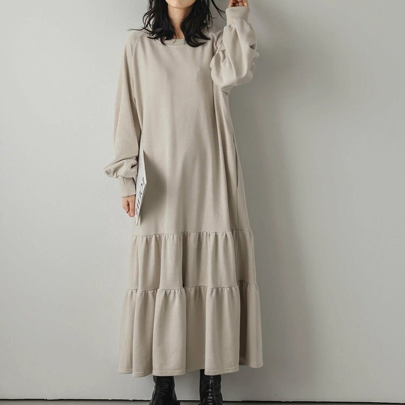 Loose Fit Ruffled Sweatshirt Maxi Dress(MS151) - Mariam's Collection