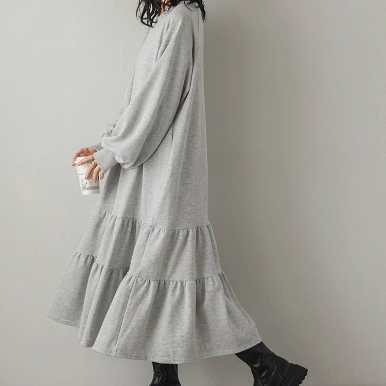 Loose Fit Ruffled Sweatshirt Maxi Dress(MS151) - Mariam's Collection