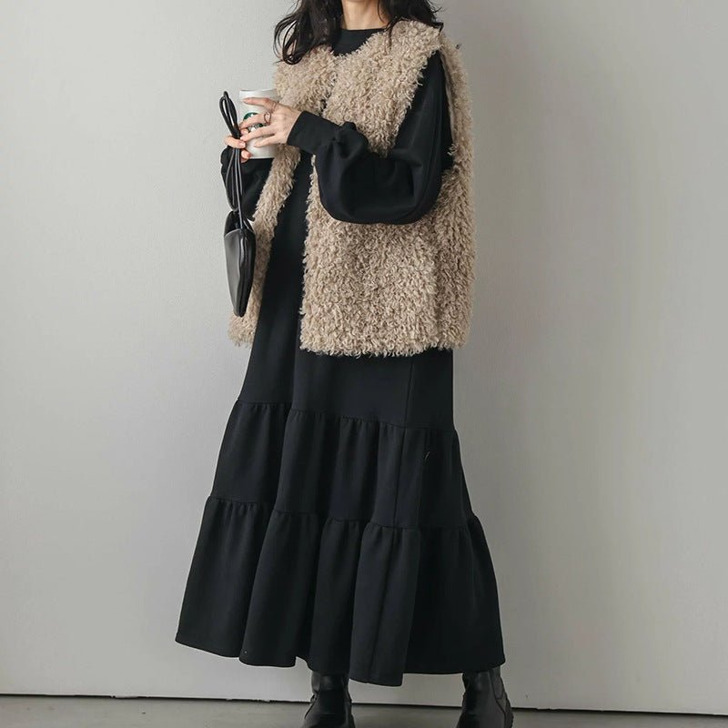 Loose Fit Ruffled Sweatshirt Maxi Dress(MS151) - Mariam's Collection