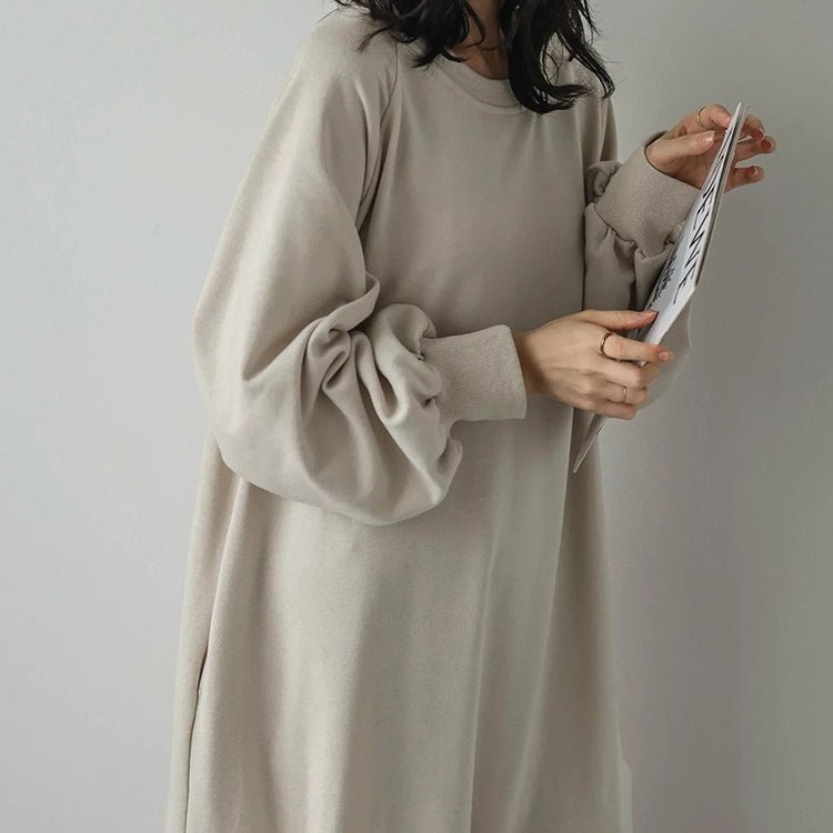 Loose Fit Ruffled Sweatshirt Maxi Dress(MS151) - Mariam's Collection