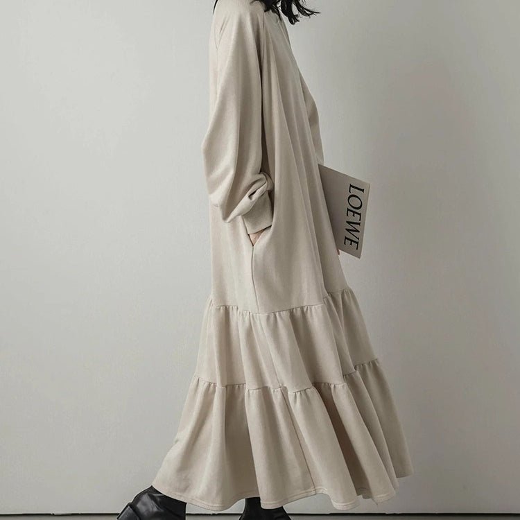 Loose Fit Ruffled Sweatshirt Maxi Dress(MS151) - Mariam's Collection