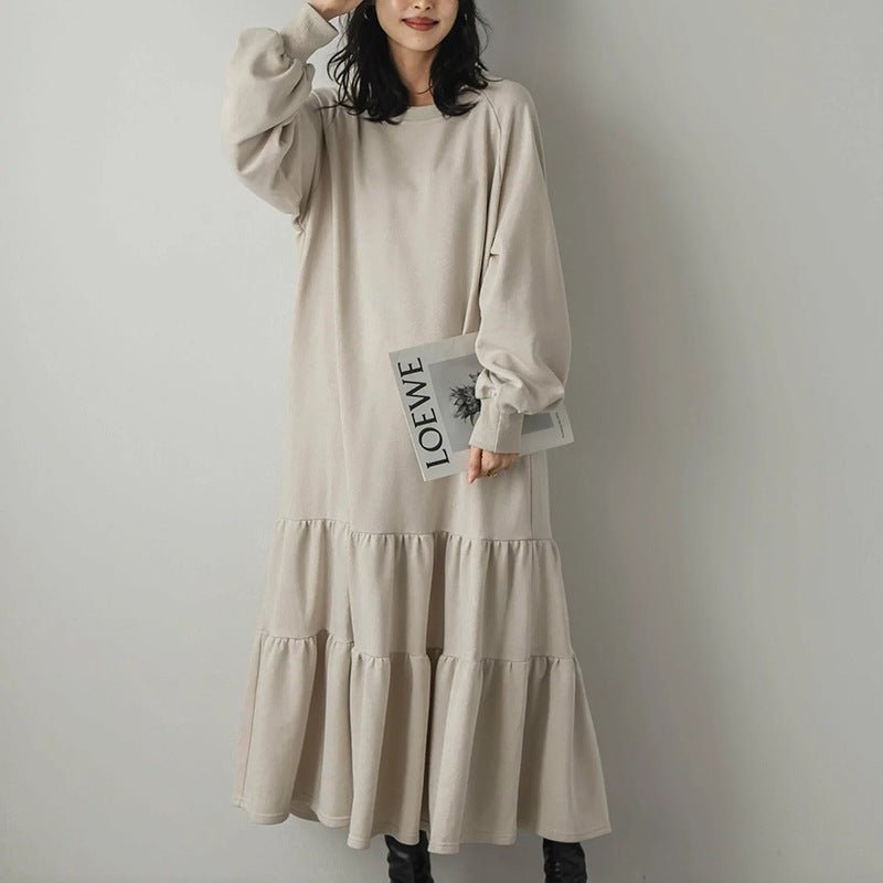 Loose Fit Ruffled Sweatshirt Maxi Dress(MS151) - Mariam's Collection
