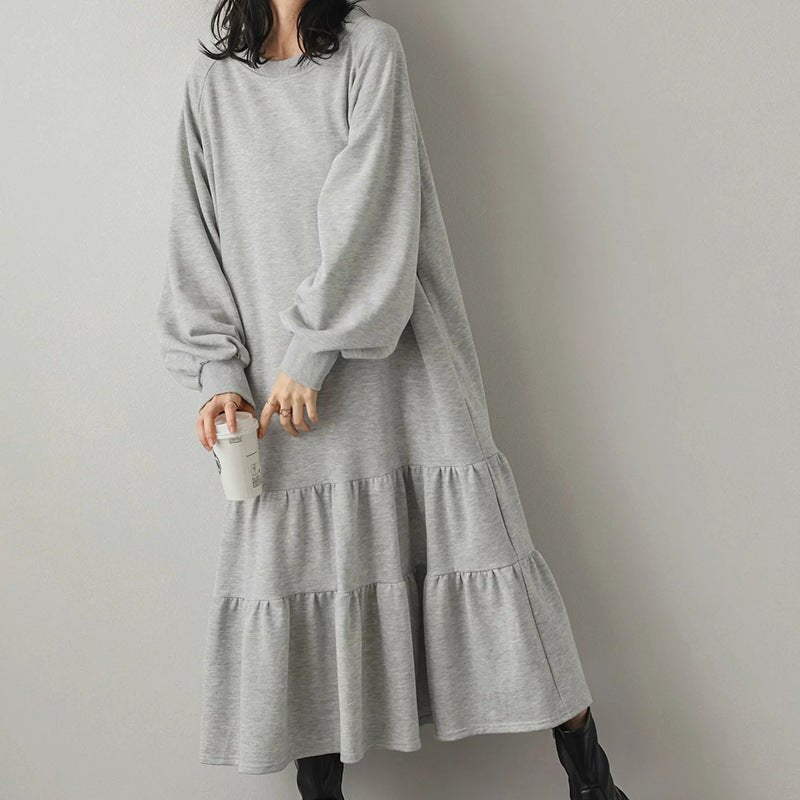 Loose Fit Ruffled Sweatshirt Maxi Dress(MS151) - Mariam's Collection