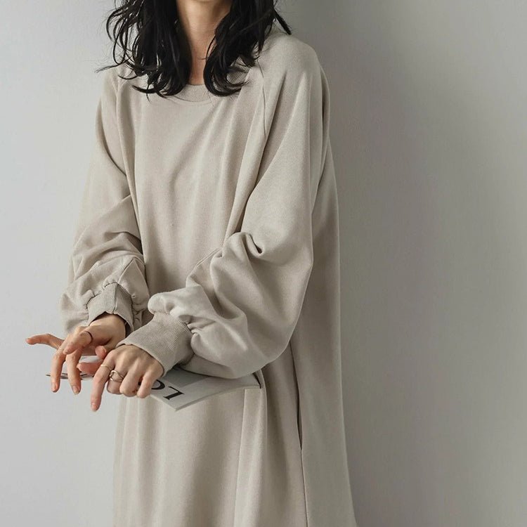 Loose Fit Ruffled Sweatshirt Maxi Dress(MS151) - Mariam's Collection