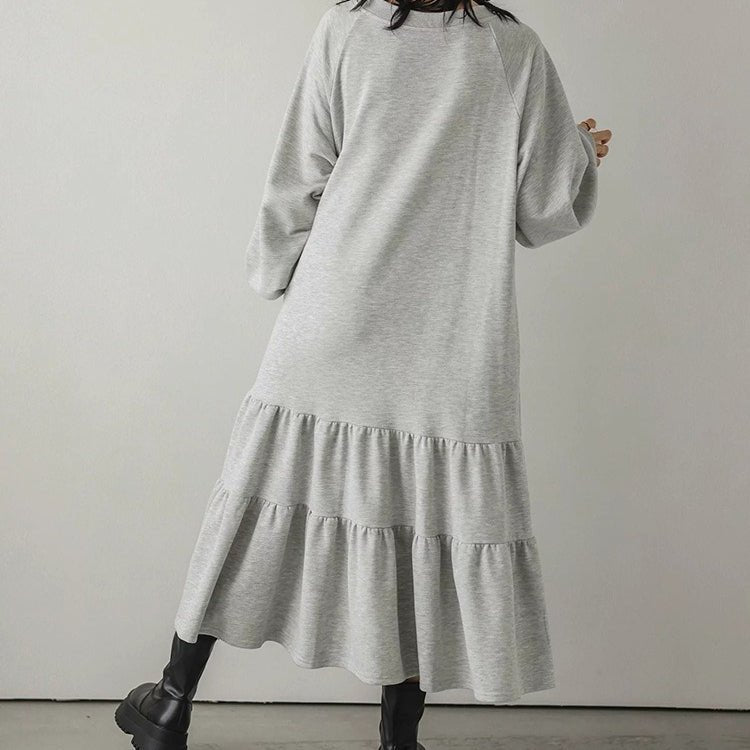 Loose Fit Ruffled Sweatshirt Maxi Dress(MS151) - Mariam's Collection