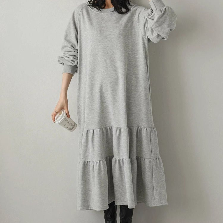 Loose Fit Ruffled Sweatshirt Maxi Dress(MS151) - Mariam's Collection