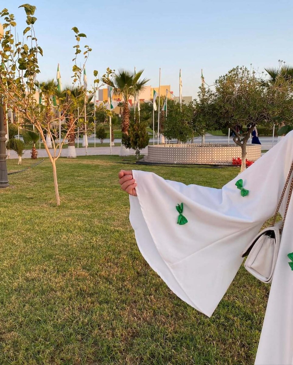 Loose Hem Long Abaya with Bell Sleeves & Butterfly Bow Detail (MA151) - Mariam's Collection