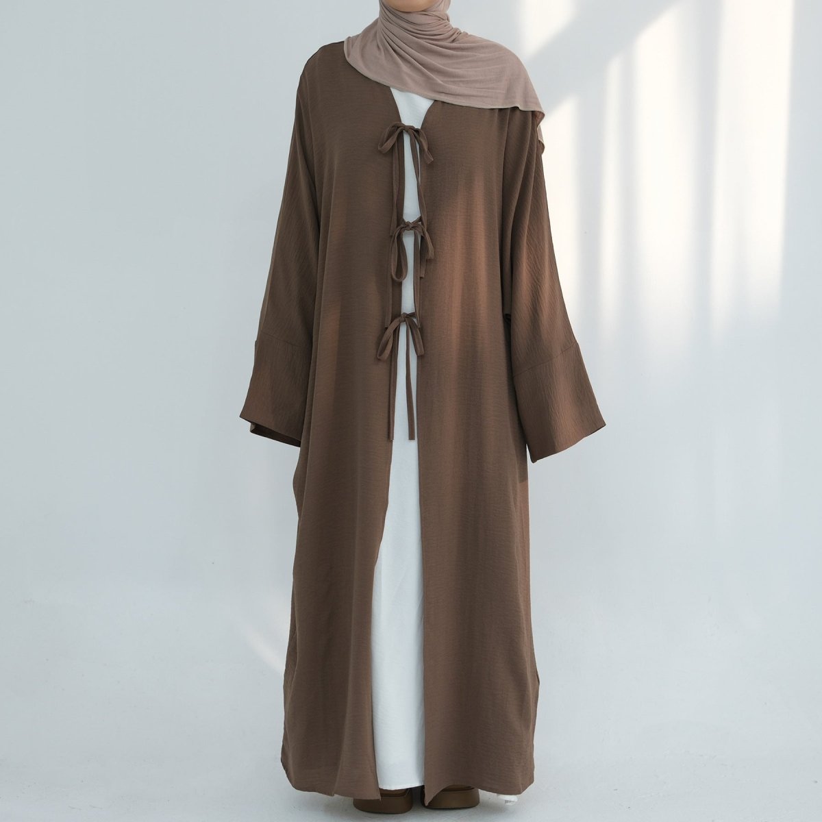 Loose Lace - Up Kimono Open Abaya (MOA107) - Mariam's Collection