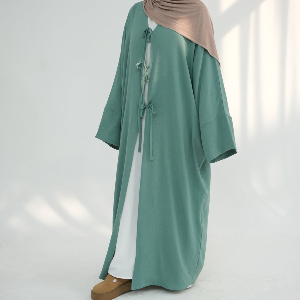 Loose Lace - Up Kimono Open Abaya (MOA107) - Mariam's Collection