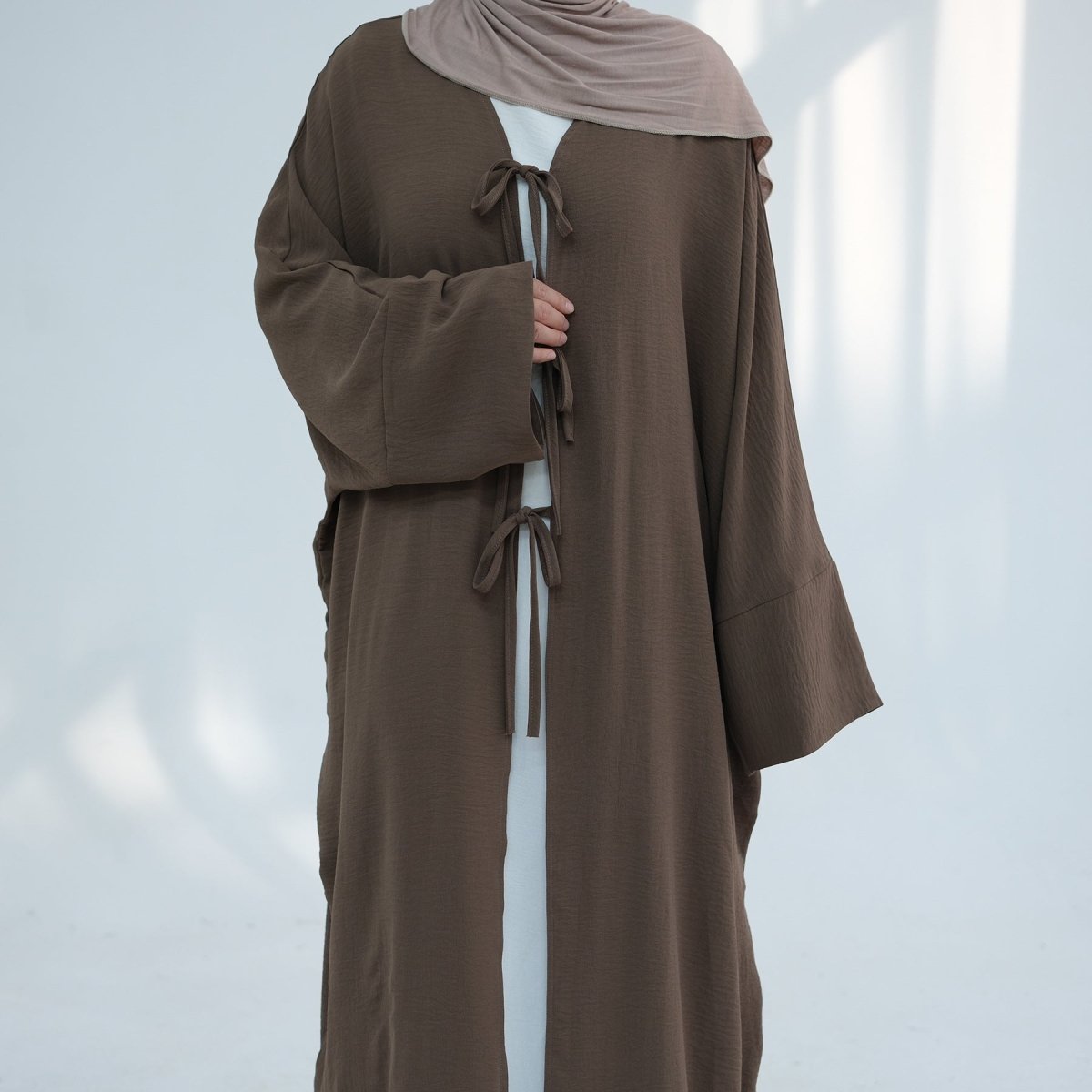 Loose Lace - Up Kimono Open Abaya (MOA107) - Mariam's Collection