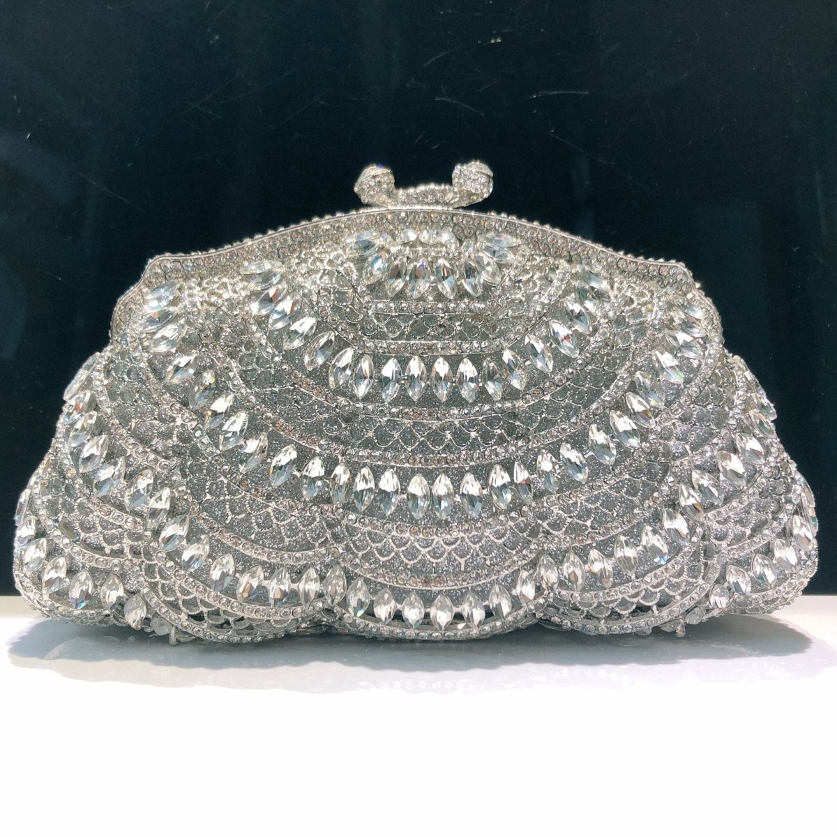 Luminous Artistry Clutch Hand - Set Crystal Embellished Metal Frame Evening Bag (MAC273) - Mariam's Collection