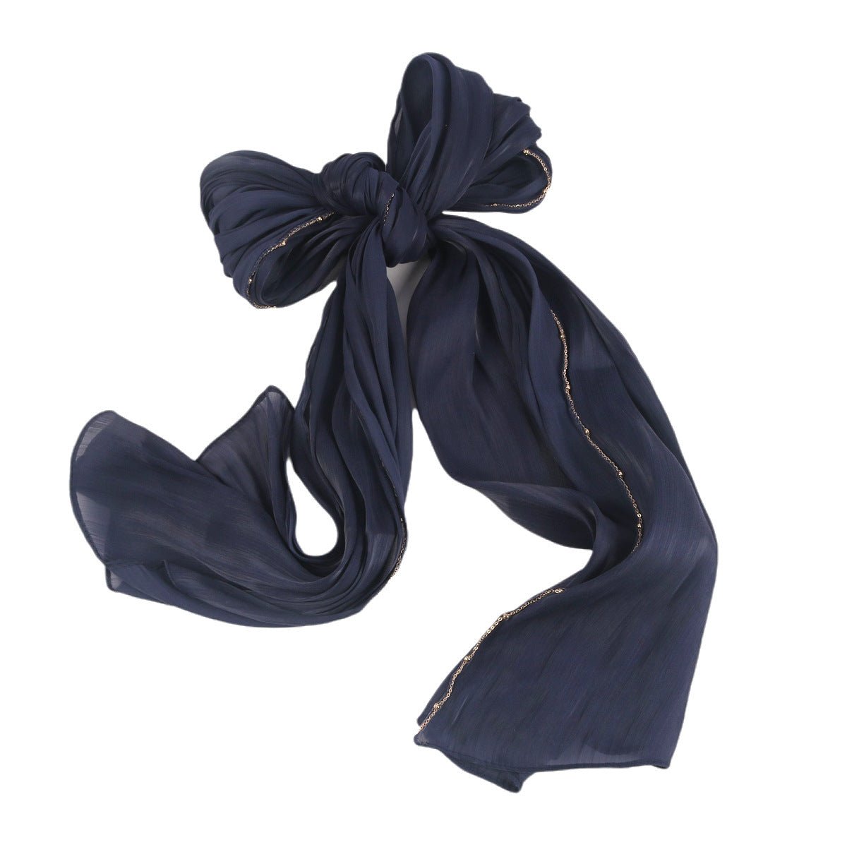 Lustrous Thread Hijab with Satin & Crinkle Texture, Featuring Metal Chain (MH142) - Mariam's Collection