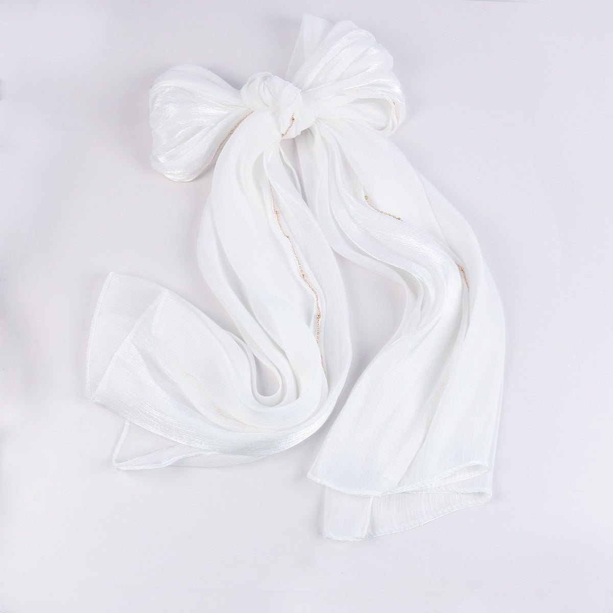 Lustrous Thread Hijab with Satin & Crinkle Texture, Featuring Metal Chain (MH142) - Mariam's Collection