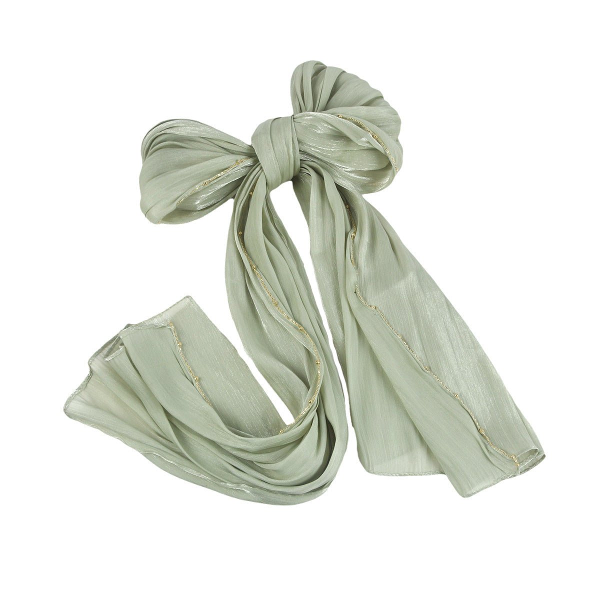 Lustrous Thread Hijab with Satin & Crinkle Texture, Featuring Metal Chain (MH142) - Mariam's Collection