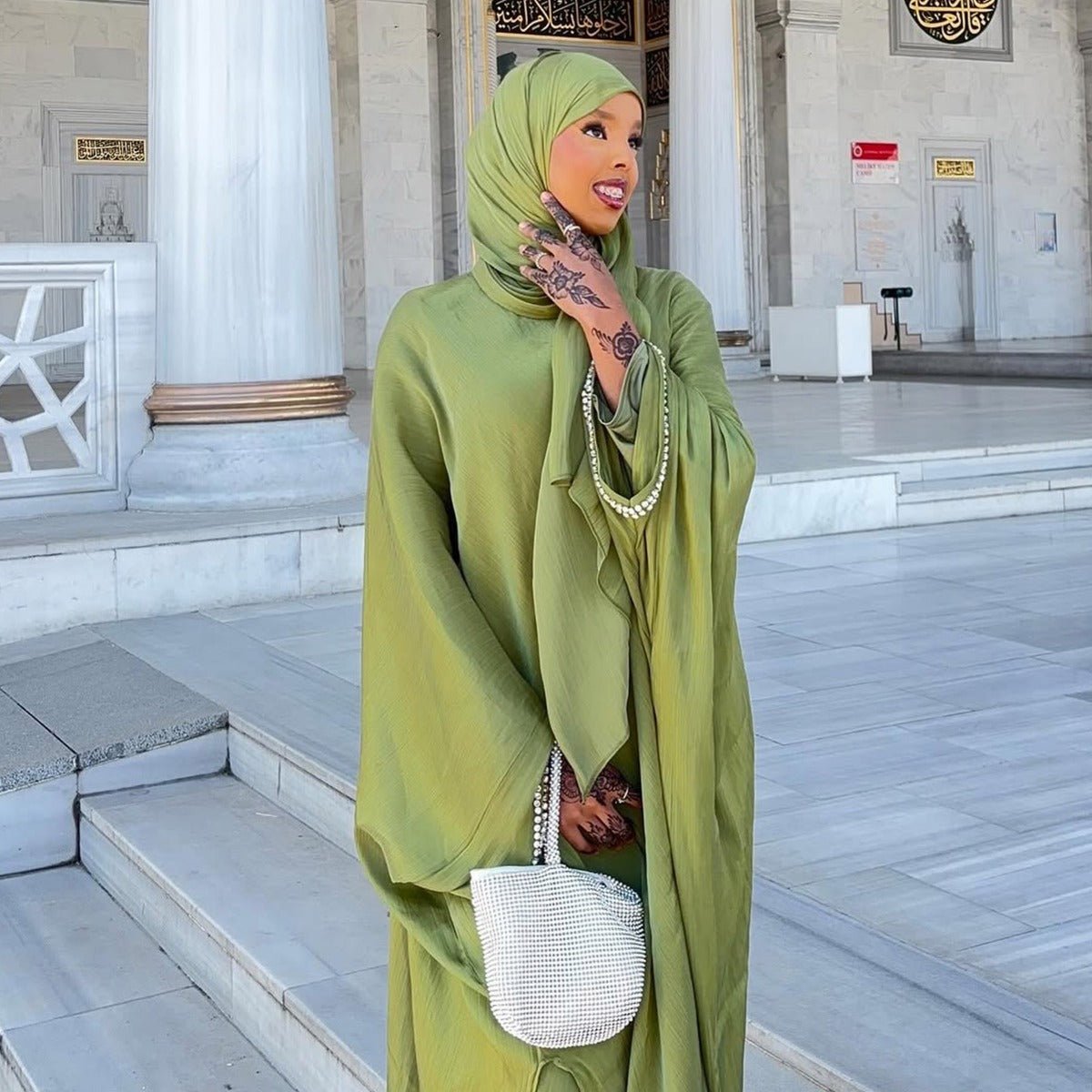 Luxe Beaded Cardigan Abaya | Modest Luxury Evening Wear Beading - Embellished Robes (MOA195) - Mariam's Collection