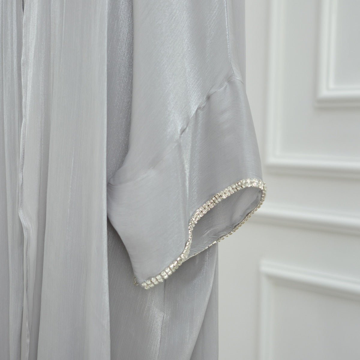 Luxe Beaded Cardigan Abaya | Modest Luxury Evening Wear Beading - Embellished Robes (MOA195) - Mariam's Collection