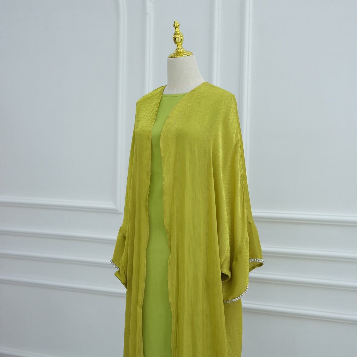 Luxe Beaded Cardigan Abaya | Modest Luxury Evening Wear Beading - Embellished Robes (MOA195) - Mariam's Collection