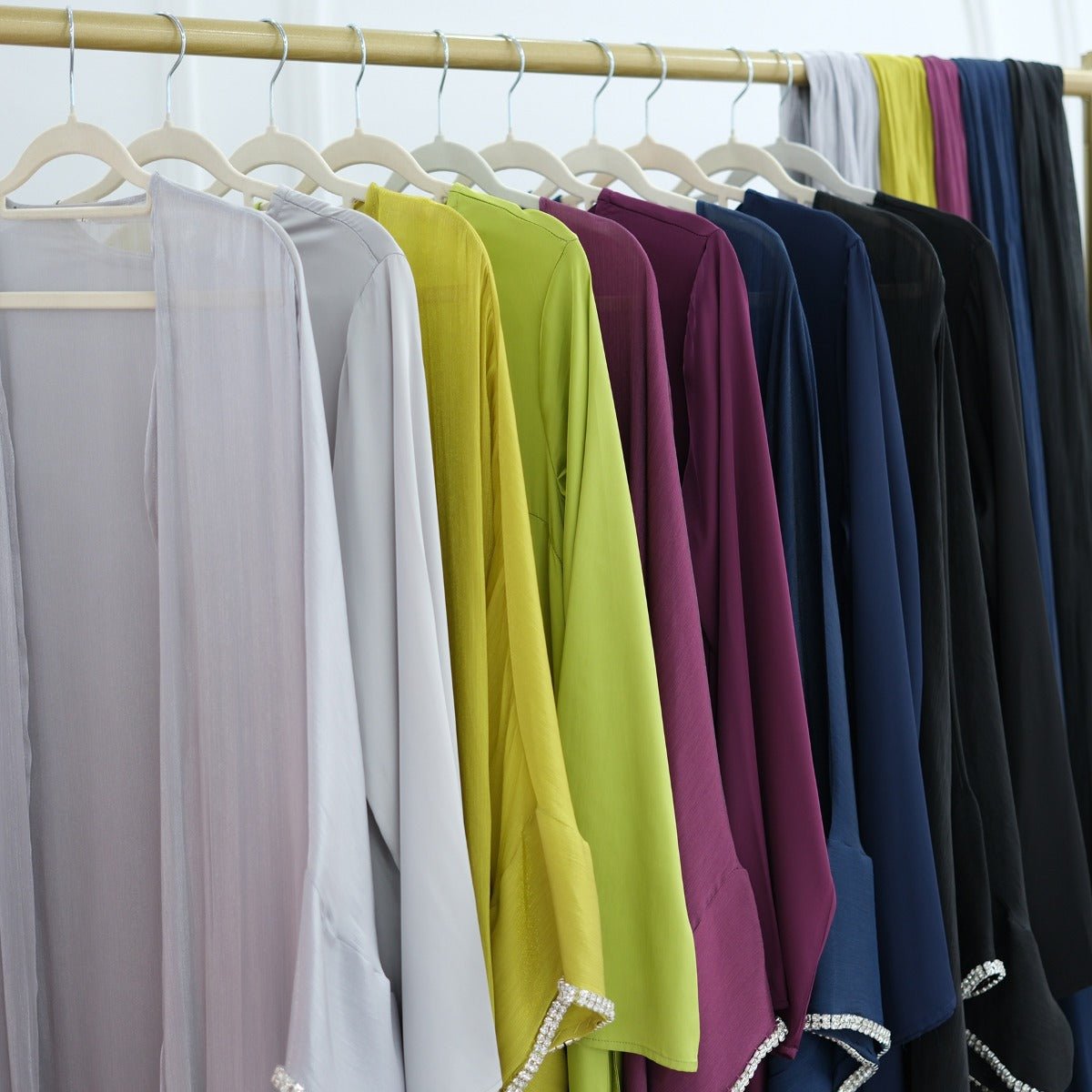 Luxe Beaded Cardigan Abaya | Modest Luxury Evening Wear Beading - Embellished Robes (MOA195) - Mariam's Collection