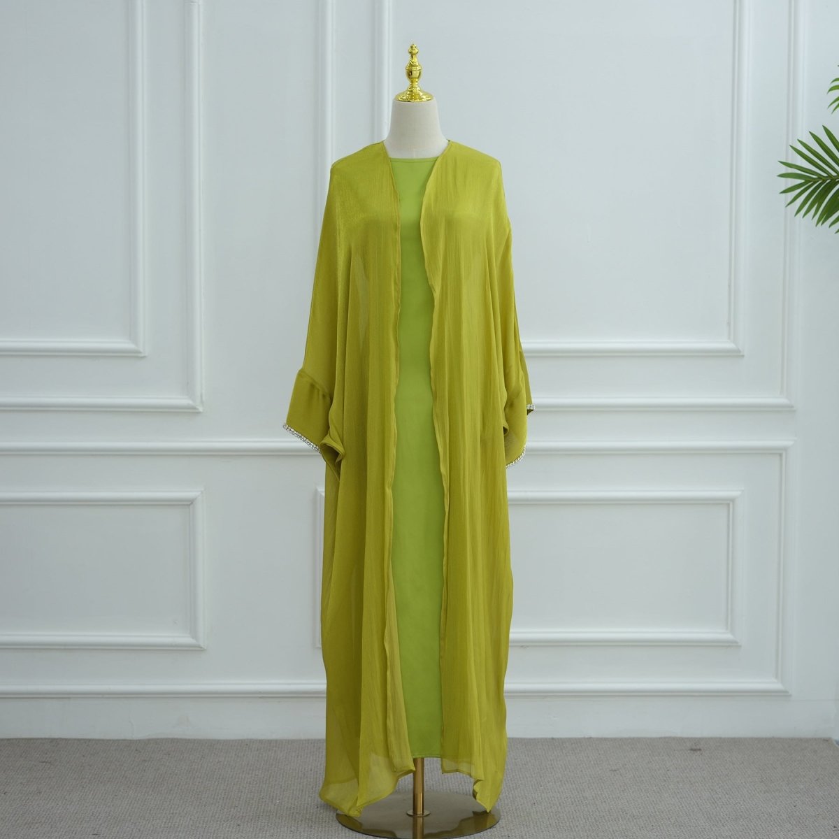 Luxe Beaded Cardigan Abaya | Modest Luxury Evening Wear Beading - Embellished Robes (MOA195) - Mariam's Collection