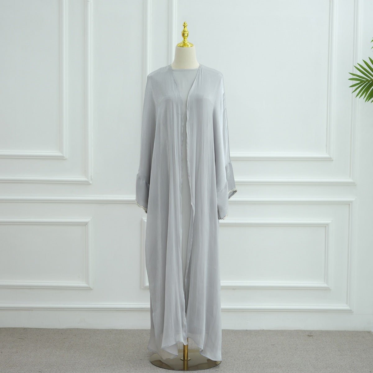 Luxe Beaded Cardigan Abaya | Modest Luxury Evening Wear Beading - Embellished Robes (MOA195) - Mariam's Collection