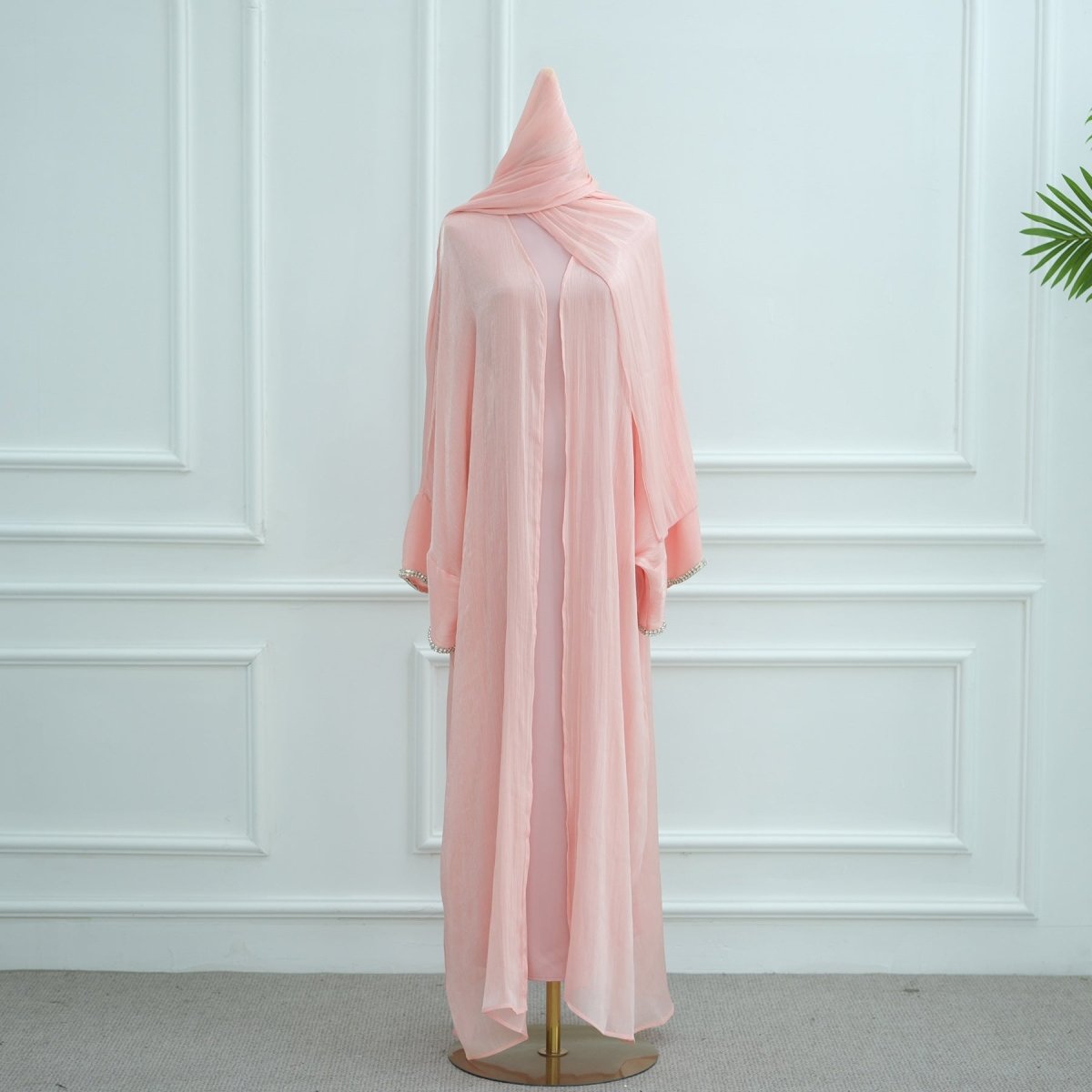 Luxe Beaded Cardigan Abaya | Modest Luxury Evening Wear Beading - Embellished Robes (MOA195) - Mariam's Collection