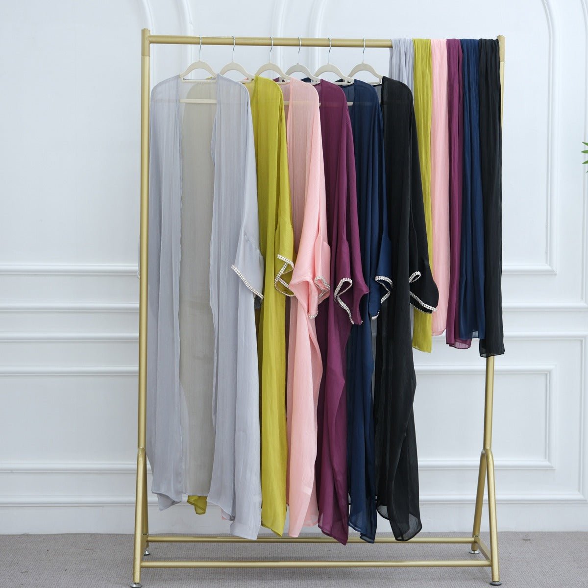 Luxe Beaded Cardigan Abaya | Modest Luxury Evening Wear Beading - Embellished Robes (MOA195) - Mariam's Collection