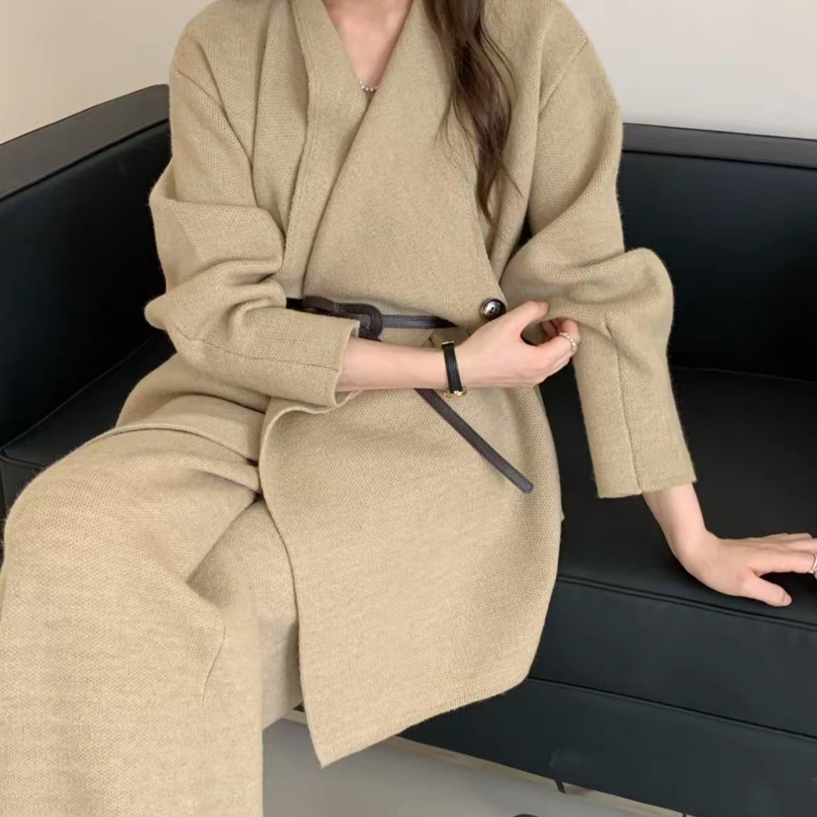 Luxe Knit Blazer & Wide - Leg Pants Set(MS197) - Mariam's Collection