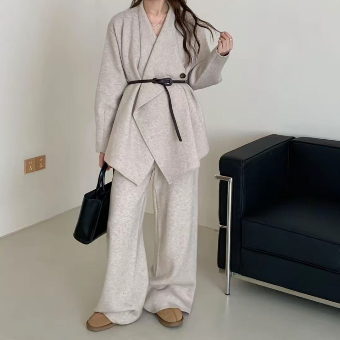 Luxe Knit Blazer & Wide - Leg Pants Set(MS197) - Mariam's Collection